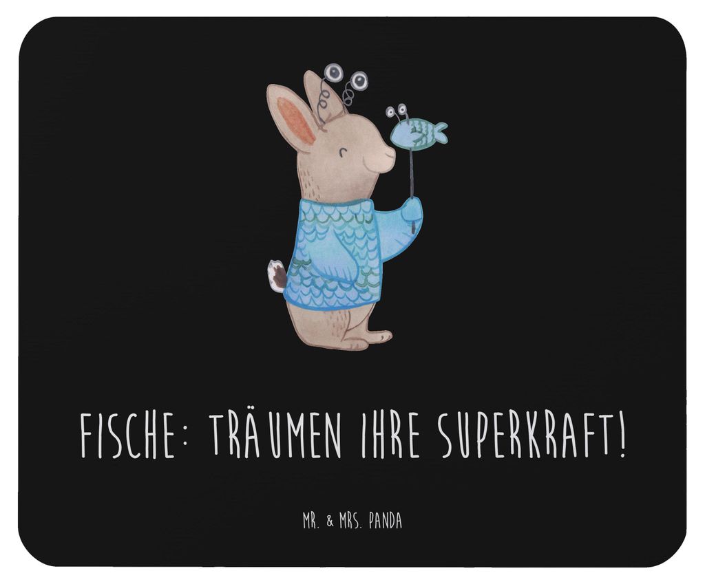 Mr. & Mrs. Panda Mauspad Fische Kraft - Schwarz - Geschenk, Tiefgründigkeit, Mouse Pad, Kreativ, Geschenke Sternzeichen, Geburtstage, Mousepad, co...