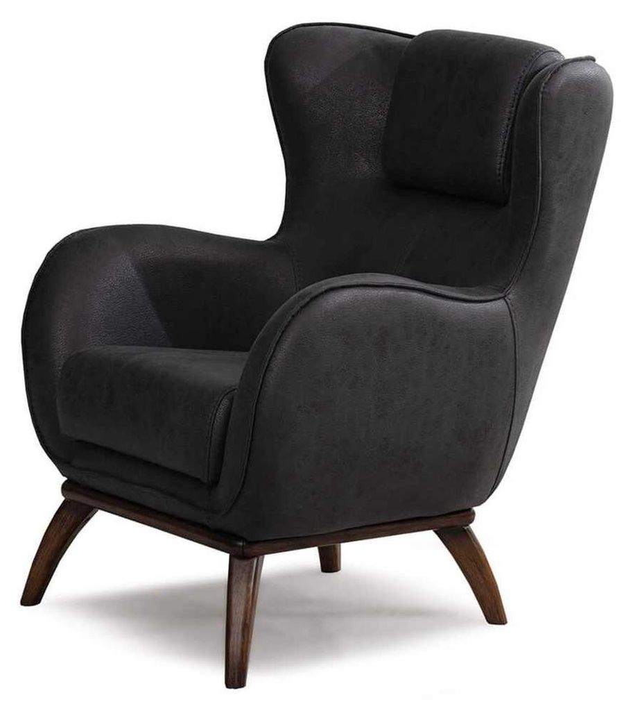 Polstergarnitur 3 Sitzer sofa Leder Beige Kissen Sessel Schwarz Modern
