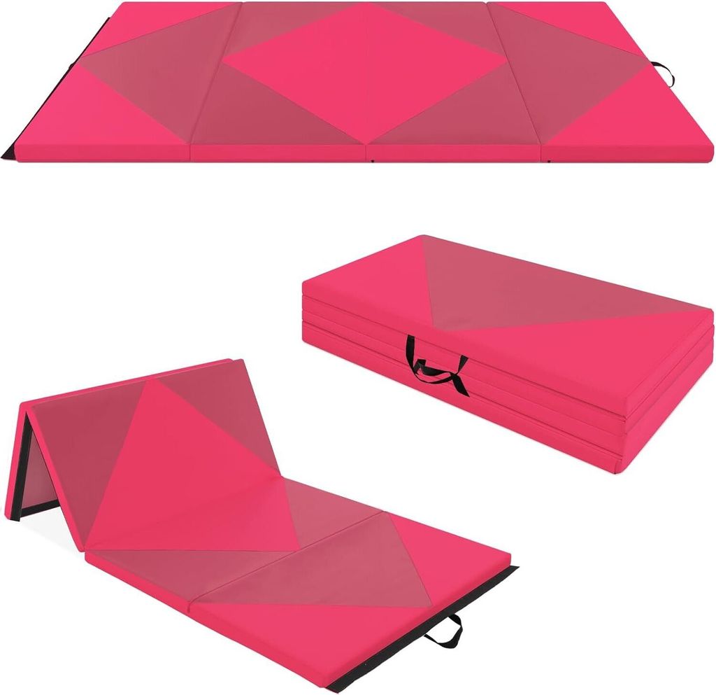 GOPLUS Turnmatte klappbar, 240×117×5cm Weichbodenmatte mit 2 Tragegriffen & Klettverschlüssen, Gymnastikmatte für Gymnastik, Sportmatte Fitness...