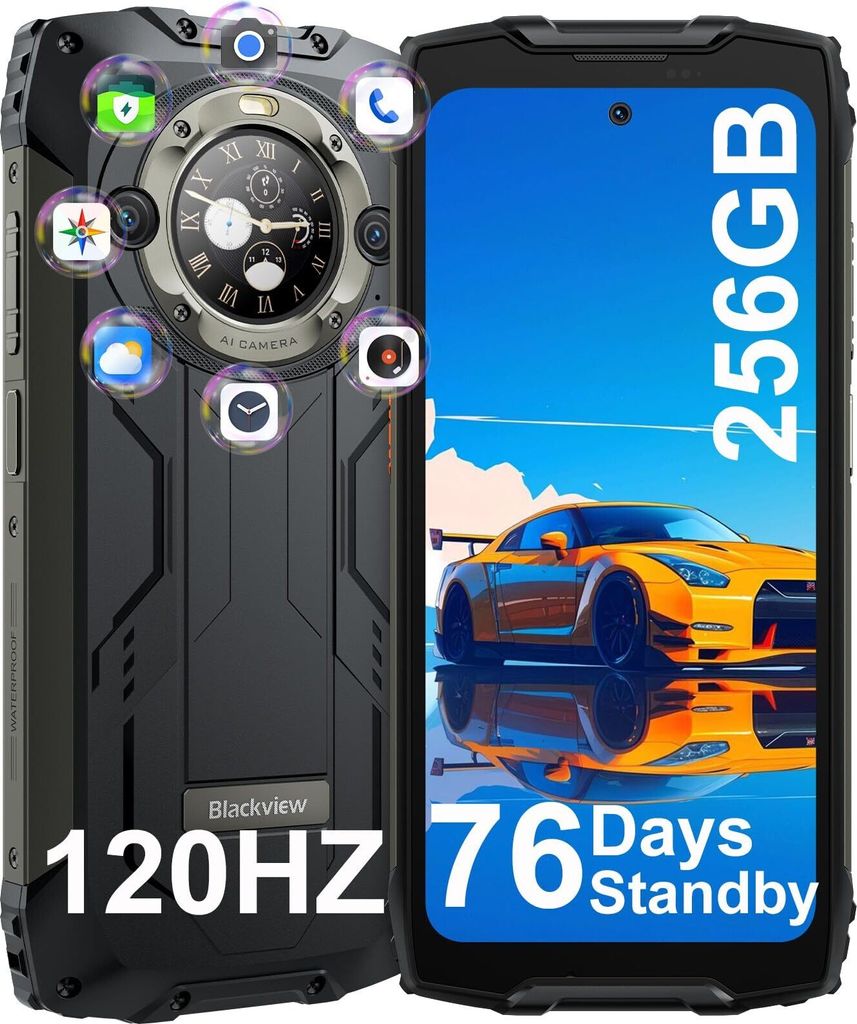 Blackview BV9300 Pro Outdoor Handy 16GB+256GB 120Hz 6.7" FHD+1.32" Zurück Dsiplay 15080mAh(33W) Outdoor Smartphone Ohne Vertrag Android 13, 64MP+32MP
