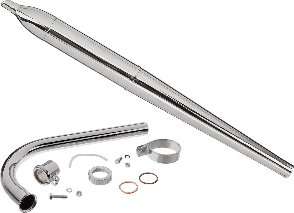 Pot d'échappement chrome long et collecteur 320mm Simson SR4-1 Sparrow