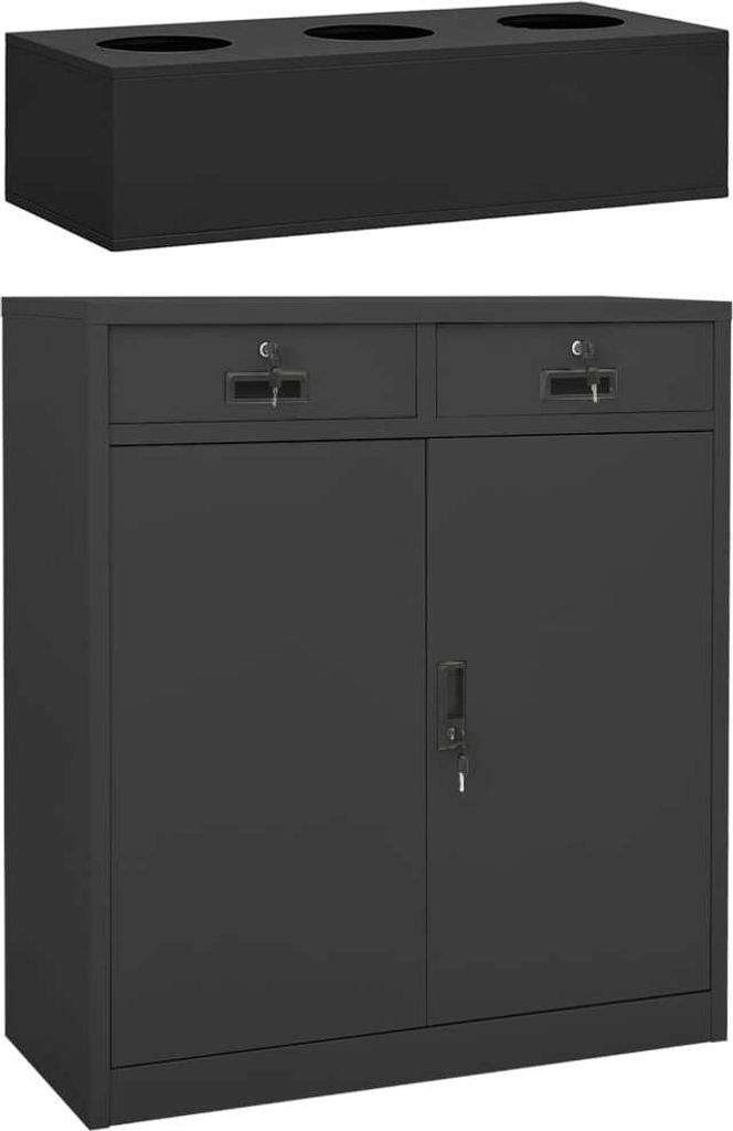 The Living Store Büroschrank mit Pflanzkasten Anthrazit 90x40x125 cm Stahl