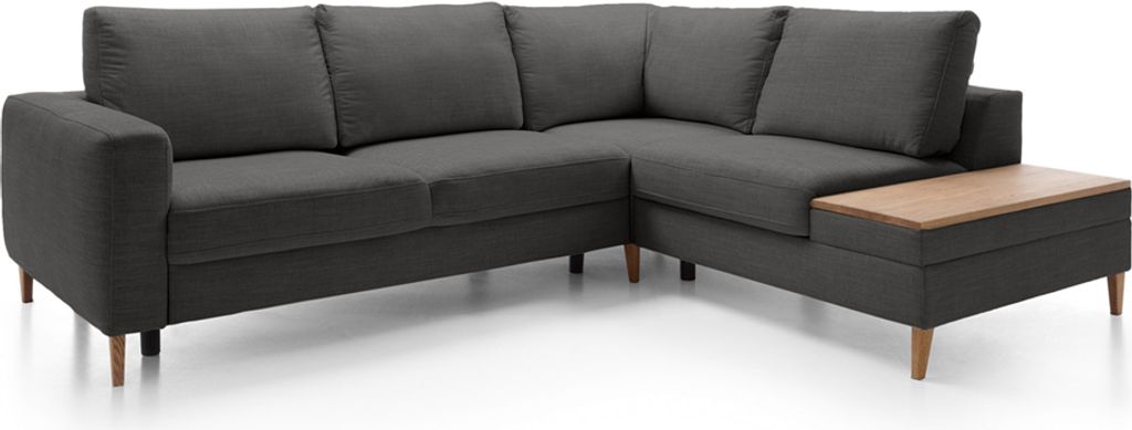 Ecksofa L-Form, Bettkasten, langer Schenkel links ADANA-155 grau-dunkelgrau, B/H/T: ca. 260/90/204 cm
