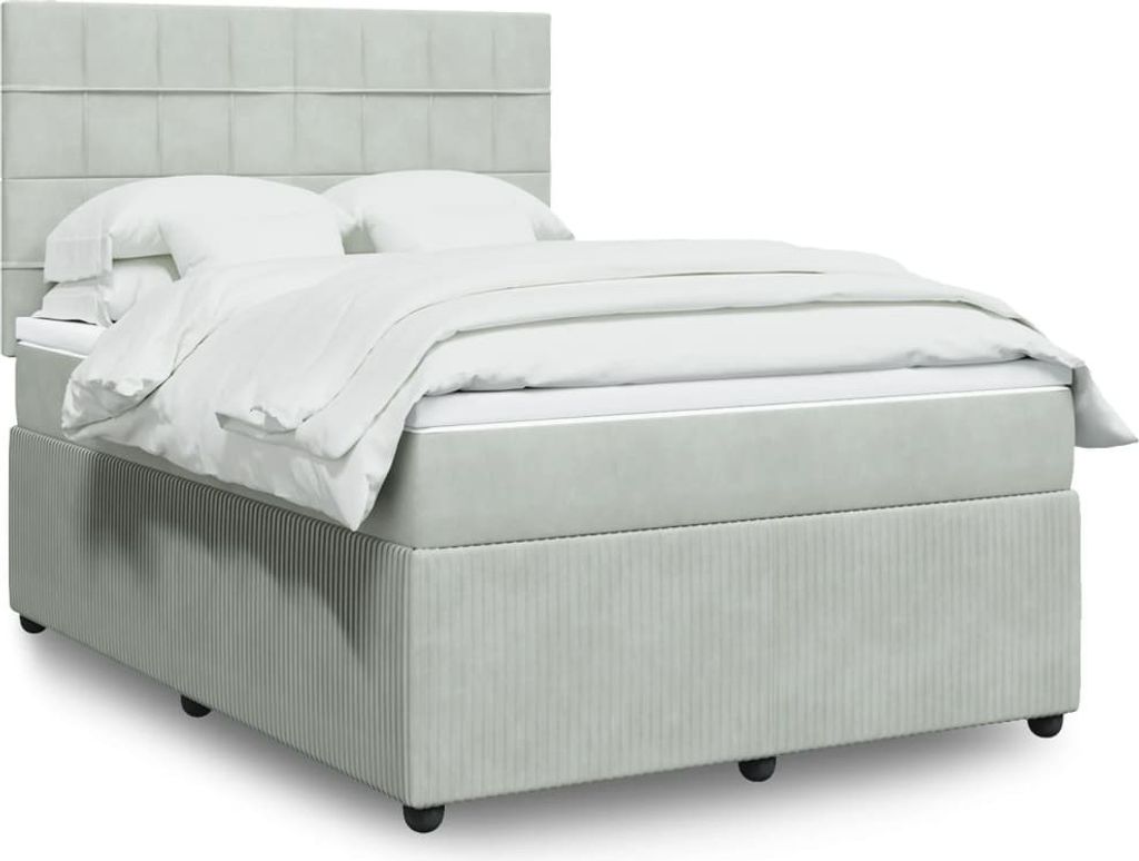 Maison Exclusive - Boxspringbett mit Matratze Hellgrau 140x200 cm Samt