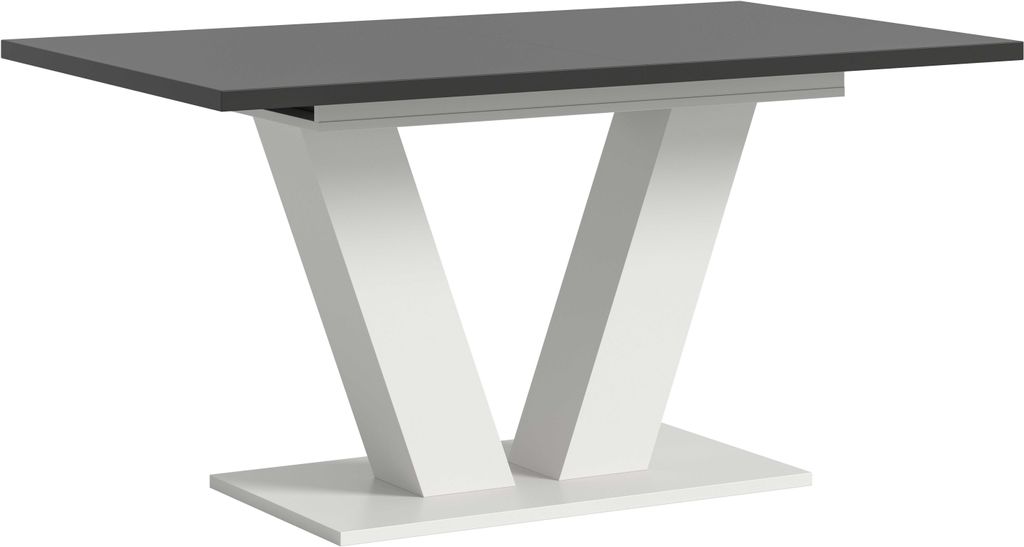 Esstisch Motion ausziehbar, Weiß/Grau, V-Fuß, 150-190 cm
