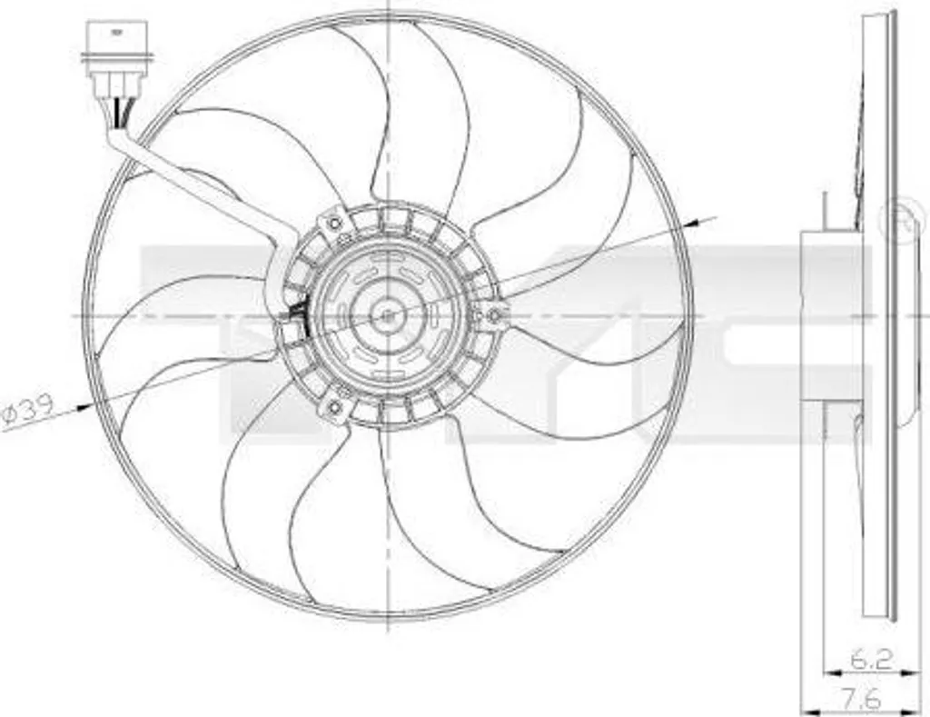 TYC 837-0036 Ventilateur de Radiateur 6Q0959455AD pour Polo 9N et Ibiza