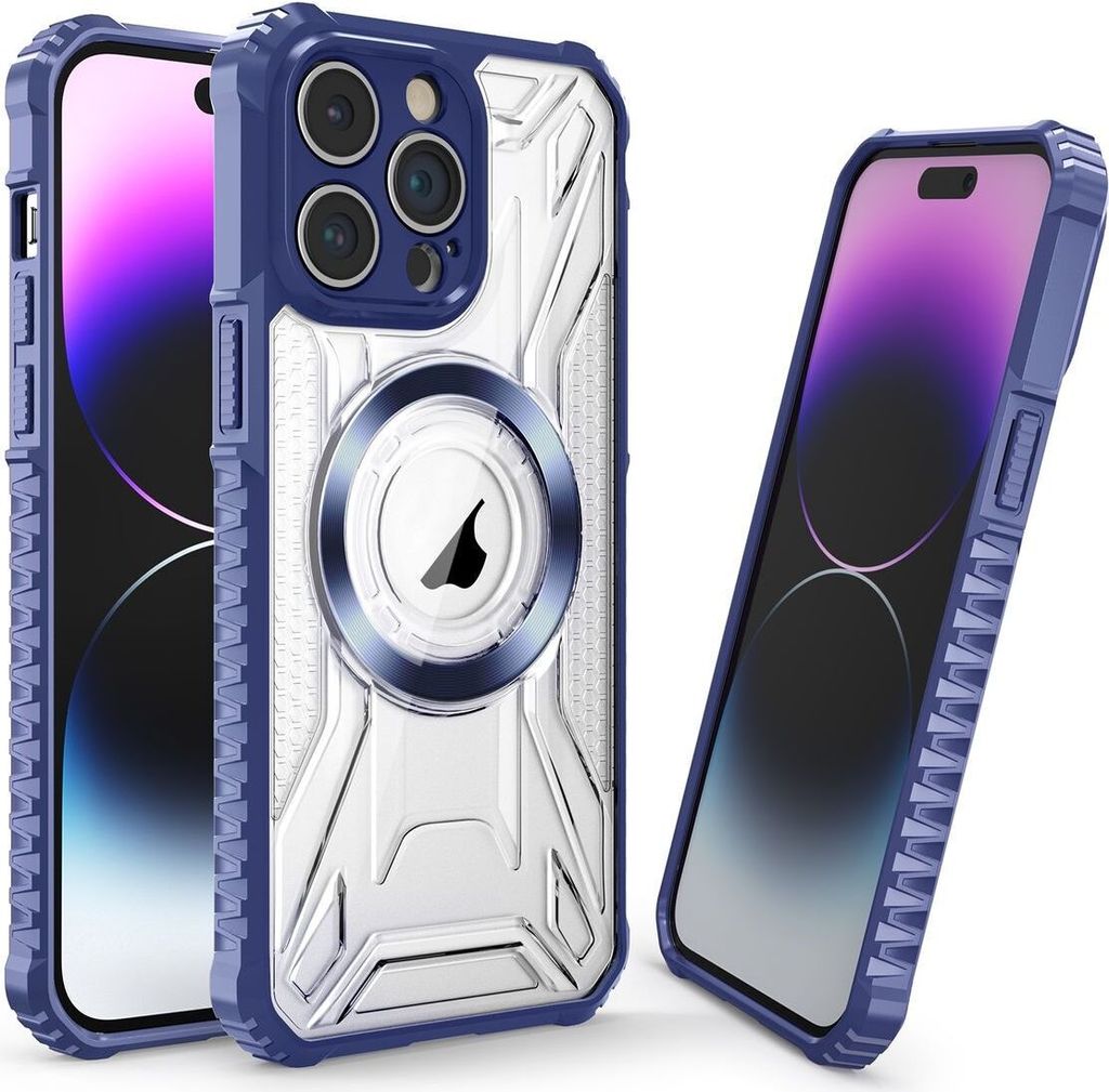 König Design Hülle kompatibel mit Apple iPhone 15 Pro Kunststoff Soft Handyhülle - Handy Case Saphir