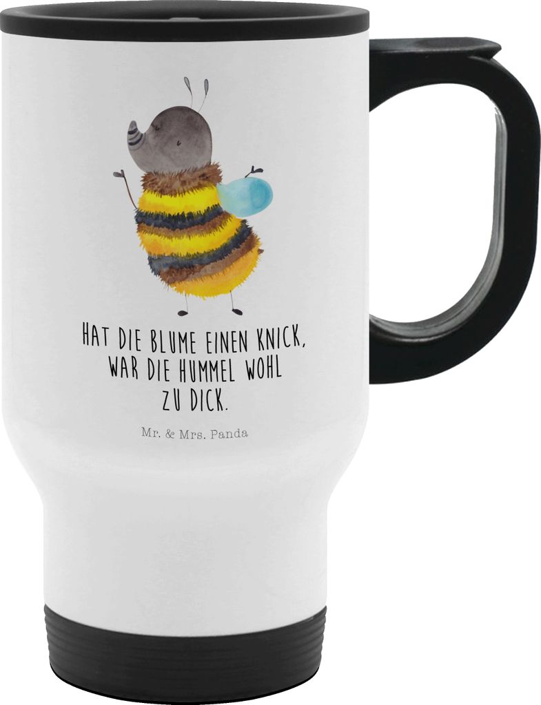 Mr. & Mrs. Panda Thermobecher Hummel flauschig - Weiß - Geschenk, Biene, Natur, Blume, Tiere, Kaffeebecher To Go, Isolierbecher Edelstahl, thermos...