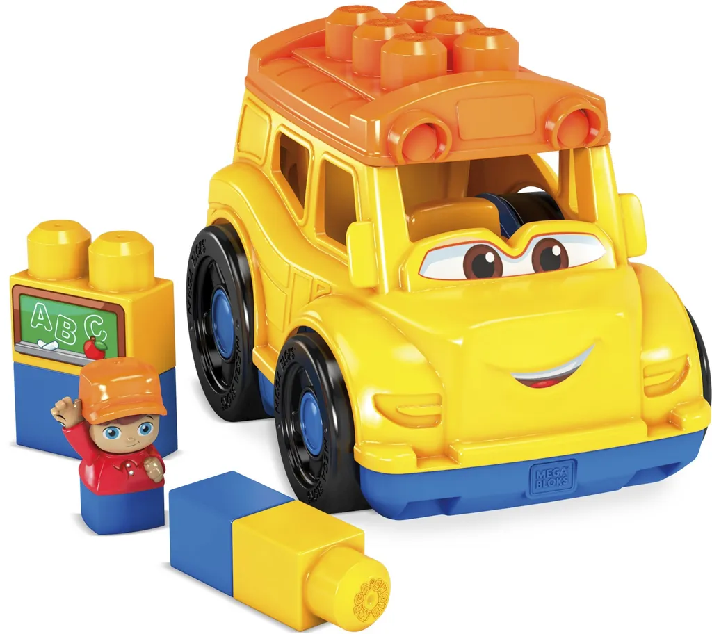 Bus Scolaire Mega Bloks Jouet Éveil Premier Âge avec Gros Blocs de Jeu
