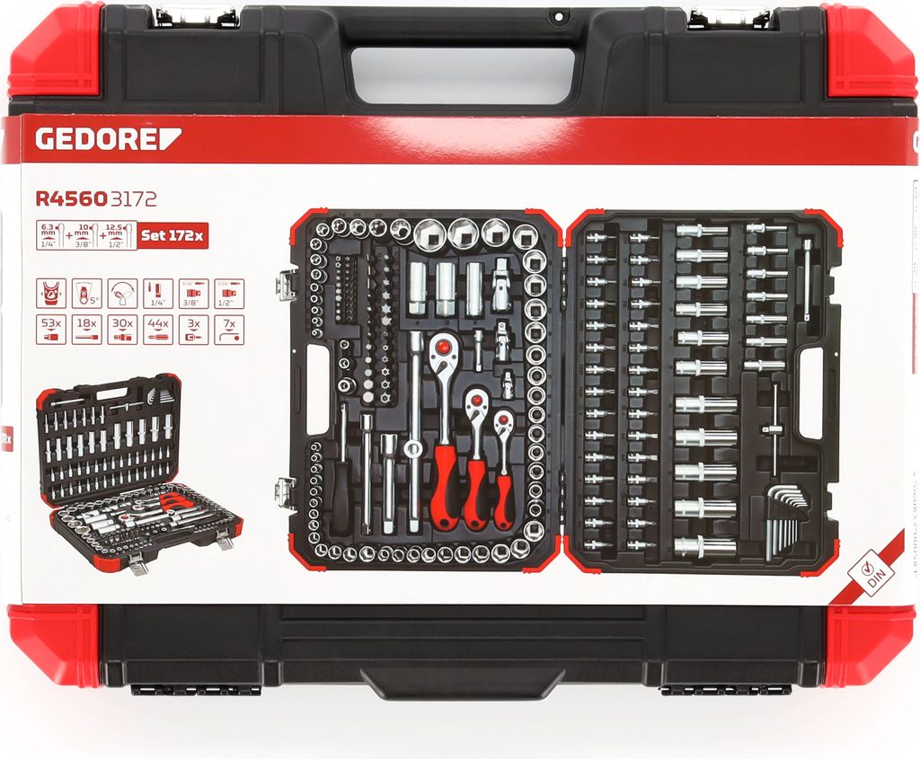 GEDORE red R45603172 Steckschlüssel-Satz 1/4"+3/8"+1/2" Produktbild 10