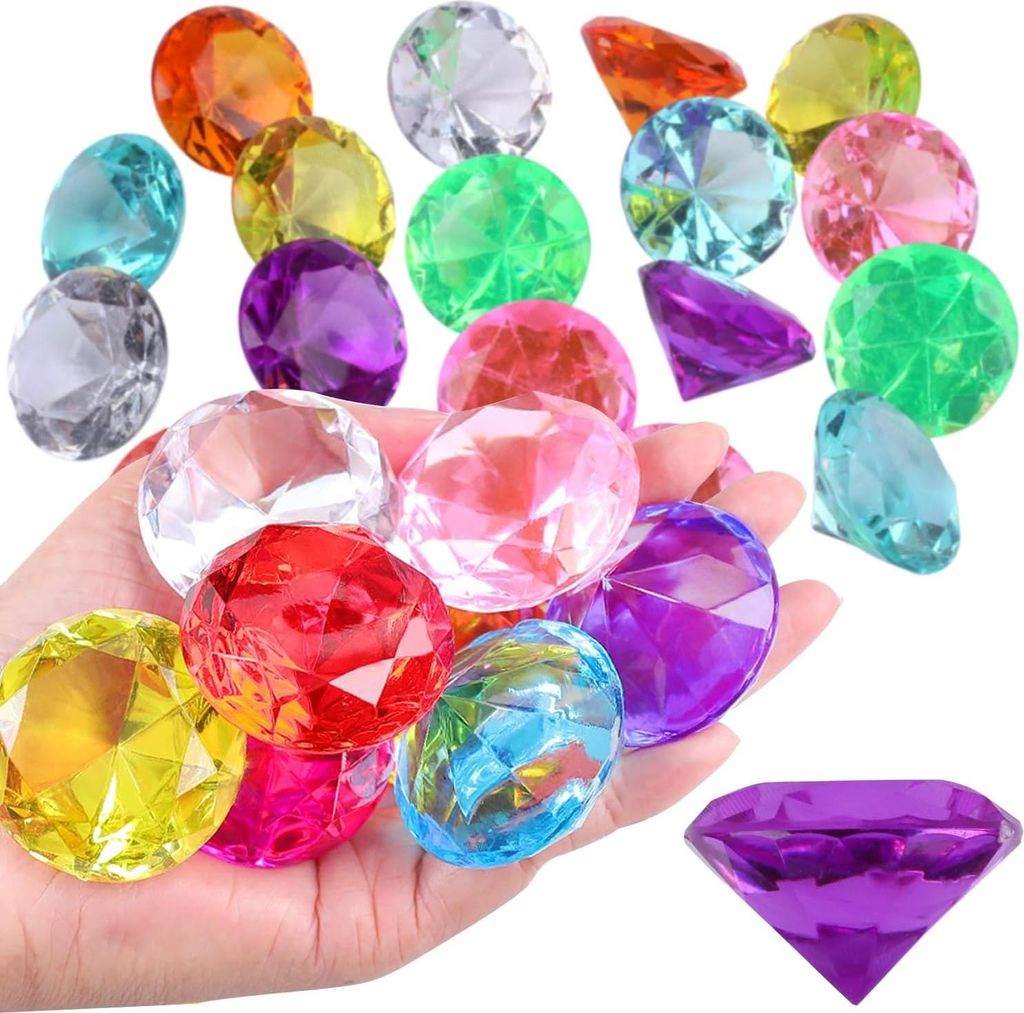 30 Stück Edelsteine für Kinder - 30 mm - bunte Acryl-Diamanten - Dekoration - große Spiel-Diamanten für Vasen - Tischdekoration - Geschenkidee ...