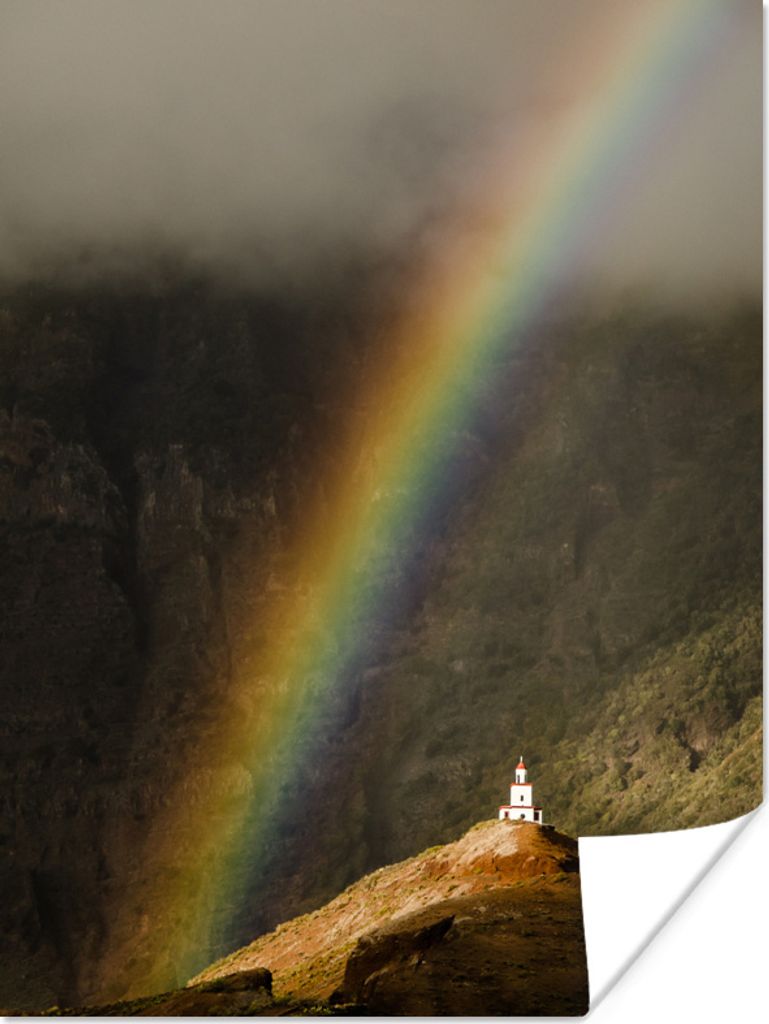 MuchoWow Poster Turm - Regenbogen - Berg 60x80 cm - Schlafzimmer Dekoration