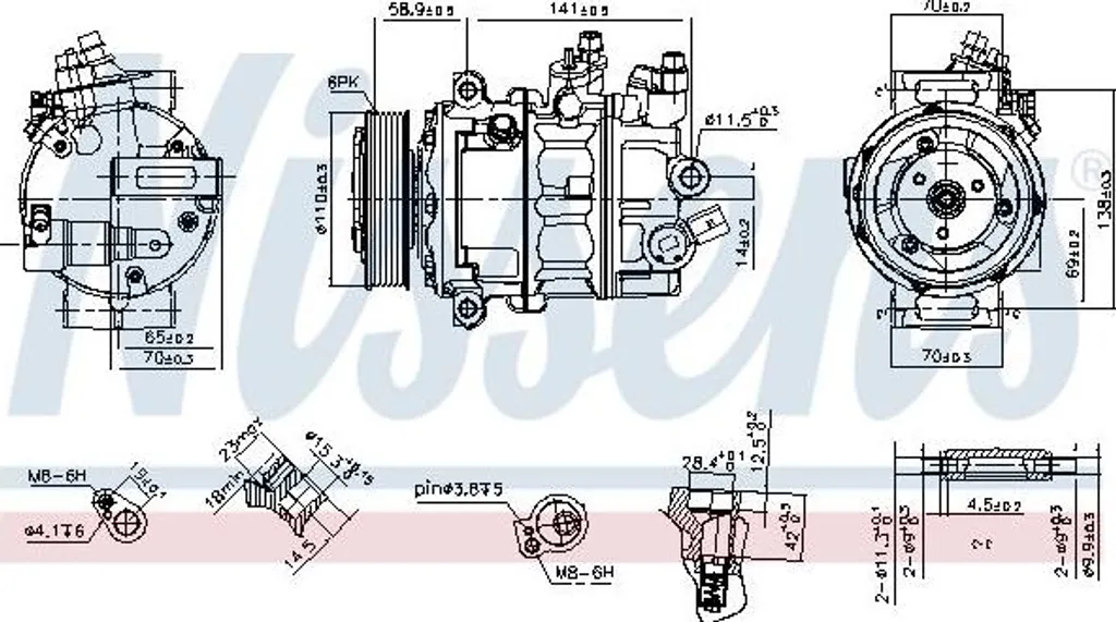 Compresseur de Clim pour VW Multivan VI et Caravelle VI - Nissens 890608