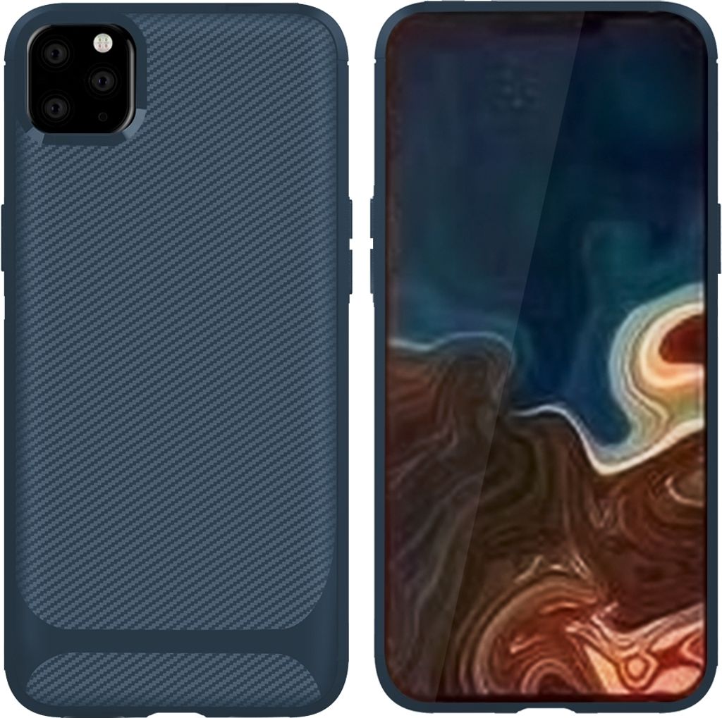 iPhone 12 Mini Hülle Schutzhülle Carbonoptik Case TPU Tasche Kamera-Schutz Carbondesign Handyhülle | Blau