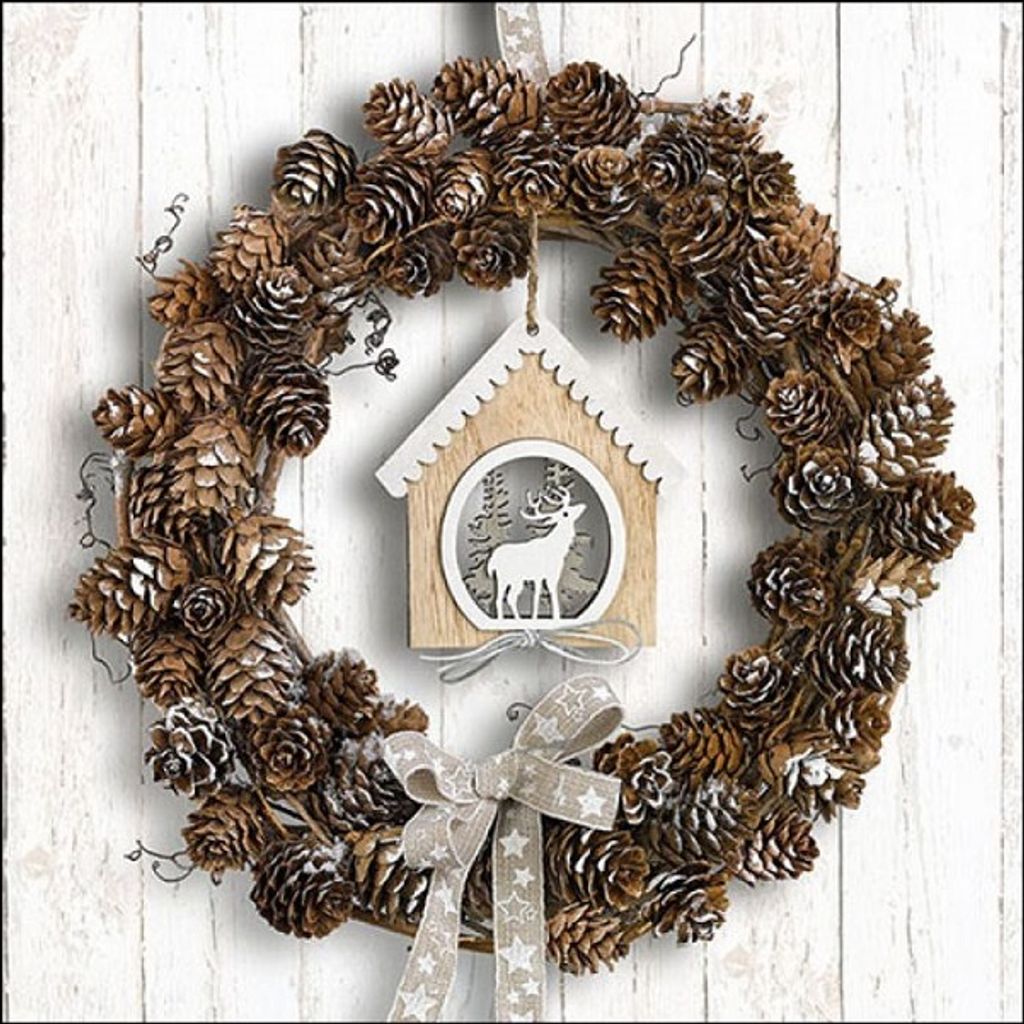RP 20 Servietten Pine Cone Wreath - Hirsch im Zapfenkranz Produktbild 