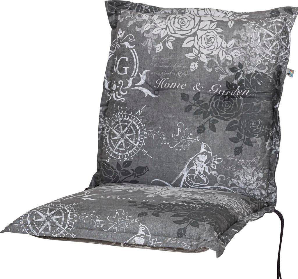 Auflage Niederlehner Bali 2384 grau Rosen Royal Garden 100x50x8 cm KETTtex