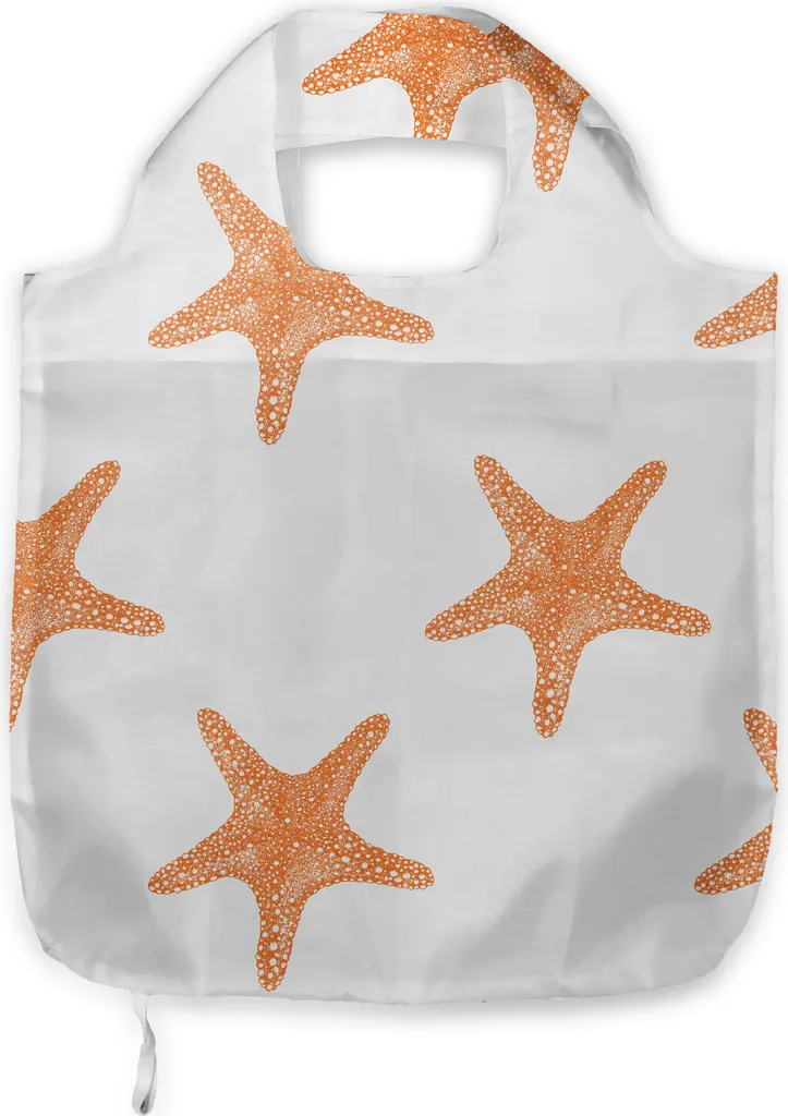 Borsa ABAKUHAUS Stella Marina: Shopping Bag Arancione e Bianco Eco-Friendly