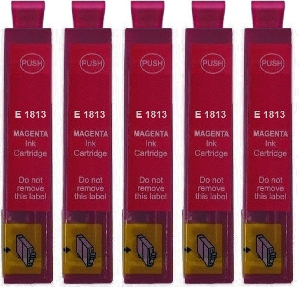 5 kompatible Druckerpatronen T1813, T18XL Magenta für Epson Produktbild 