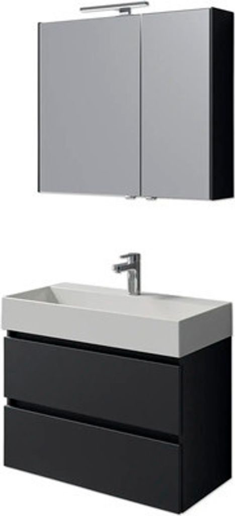 Badmöbel-Set Pelipal Torino BxHxT 200 x 40 x 40 cm Frontfarbe schwarz matt Badmöbelset 5-teilig und mehr mit Waschtisch