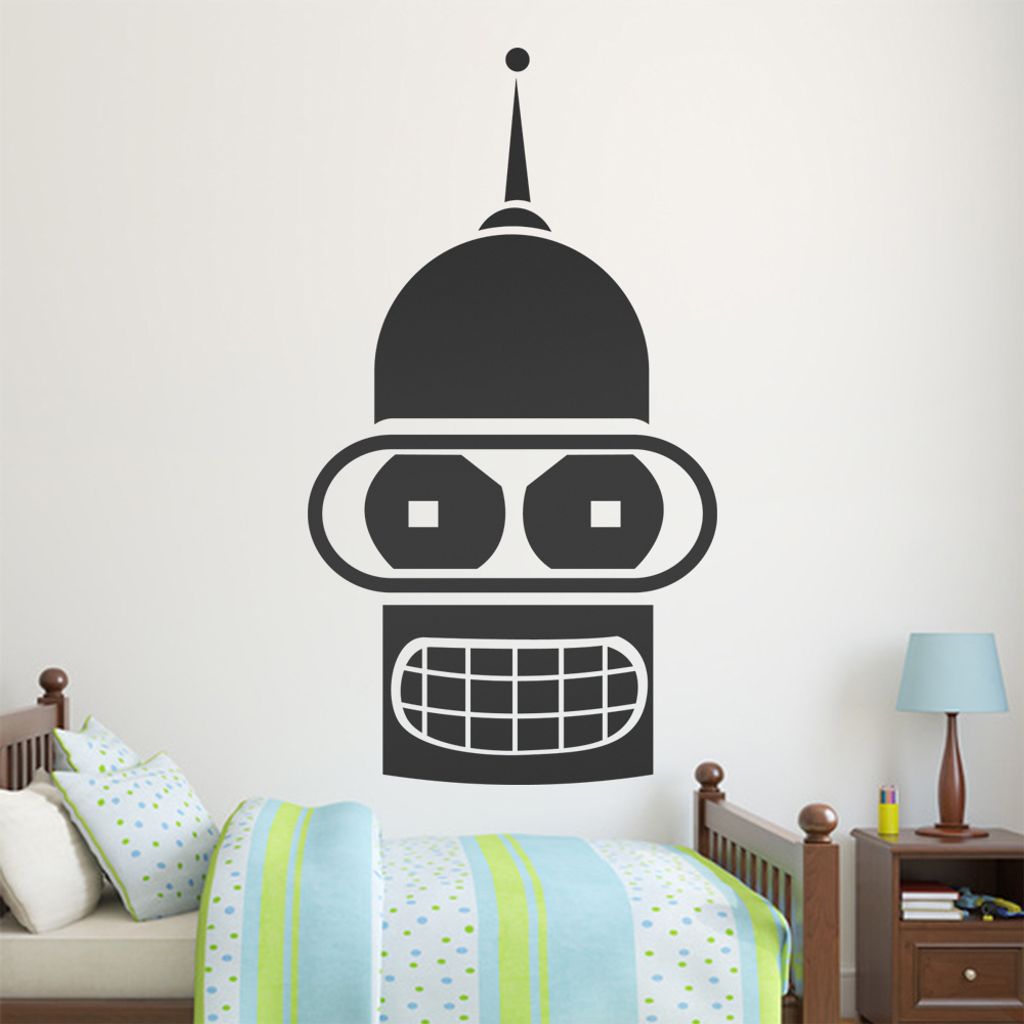 KIWISTAR Roboter Kopf - Metall Mond Weltall Wandtattoo in 6 Größen - Wandaufkleber Wall Sticker - Dekoration, Küche, Wohnzimmer, Schlafzimmer, B...