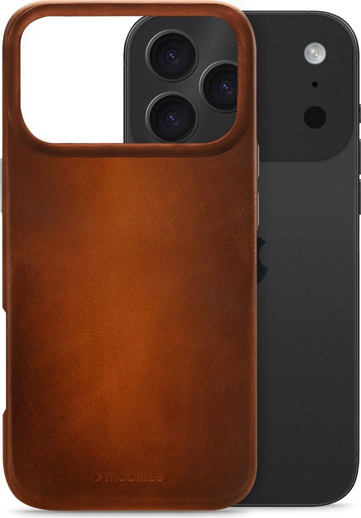 Mobilize Premium iPhone 17 Pro MagSafe Hülle Echtes Leder Backcover - Burned Cognac