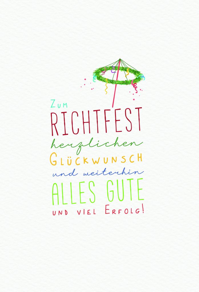 Richtfest - Glückwunschkarten im Format 11,5 x 17 cm - Richtkranz