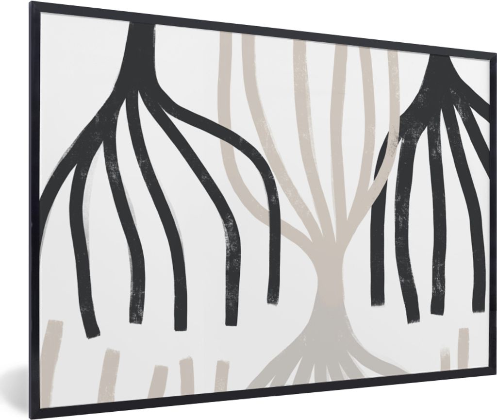 MuchoWow Gerahmtes Poster Linie - Pastell - Abstrakt - Muster 90x60 cm - Poster mit Schwarzem Bilderrahmen Wandposter Rahmen Foto Bilder - Fotora...