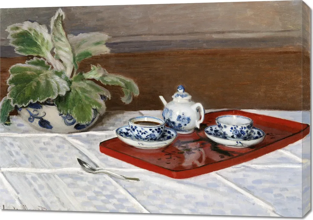 Ambiance Cosy Salon avec le Tableau Monet Tea Service Vintage 100x70