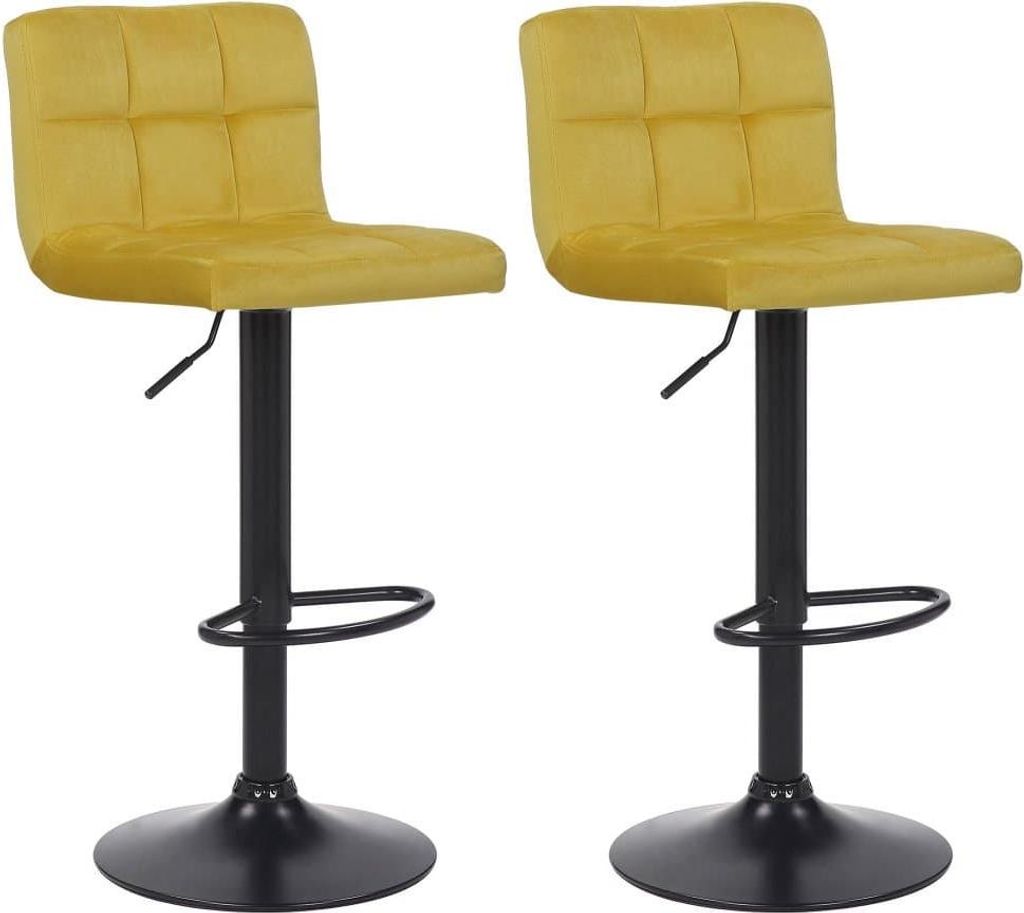 2-teiliges Set Barhocker - Küchenhocker - Höhenverstellbar und modernes Design | Farbe: Gelb
