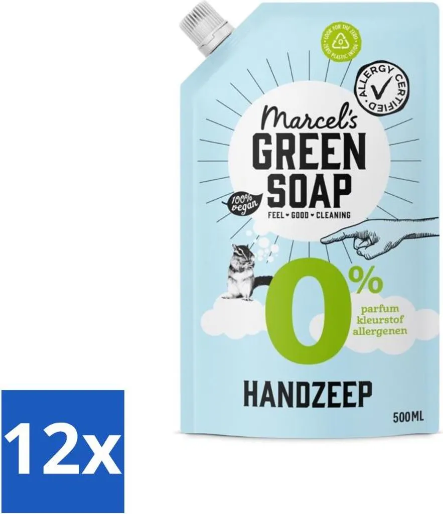 Marcel's Green Soap Ricarica Sapone Mani 0% | Eco-Sostenibile 12x500ml