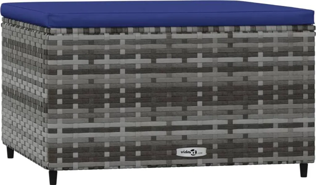 vidaXL Sgabello da giardino con cuscino in Poly Rattan grigio