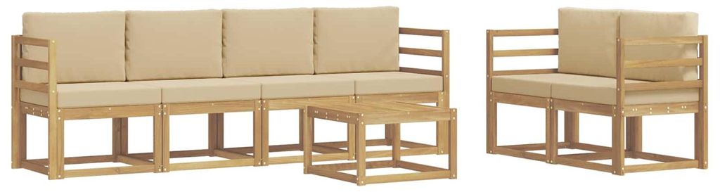 vidaXL Outdoor-Sofagarnitur mit Kissen 7 pcs Weiß und Beige