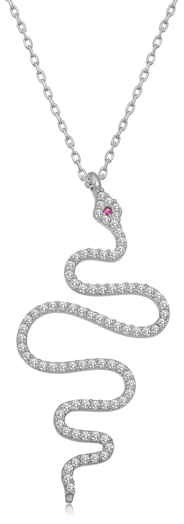 Collier maille serpent argent 925 et oxyde de zirconium brillant 45cm