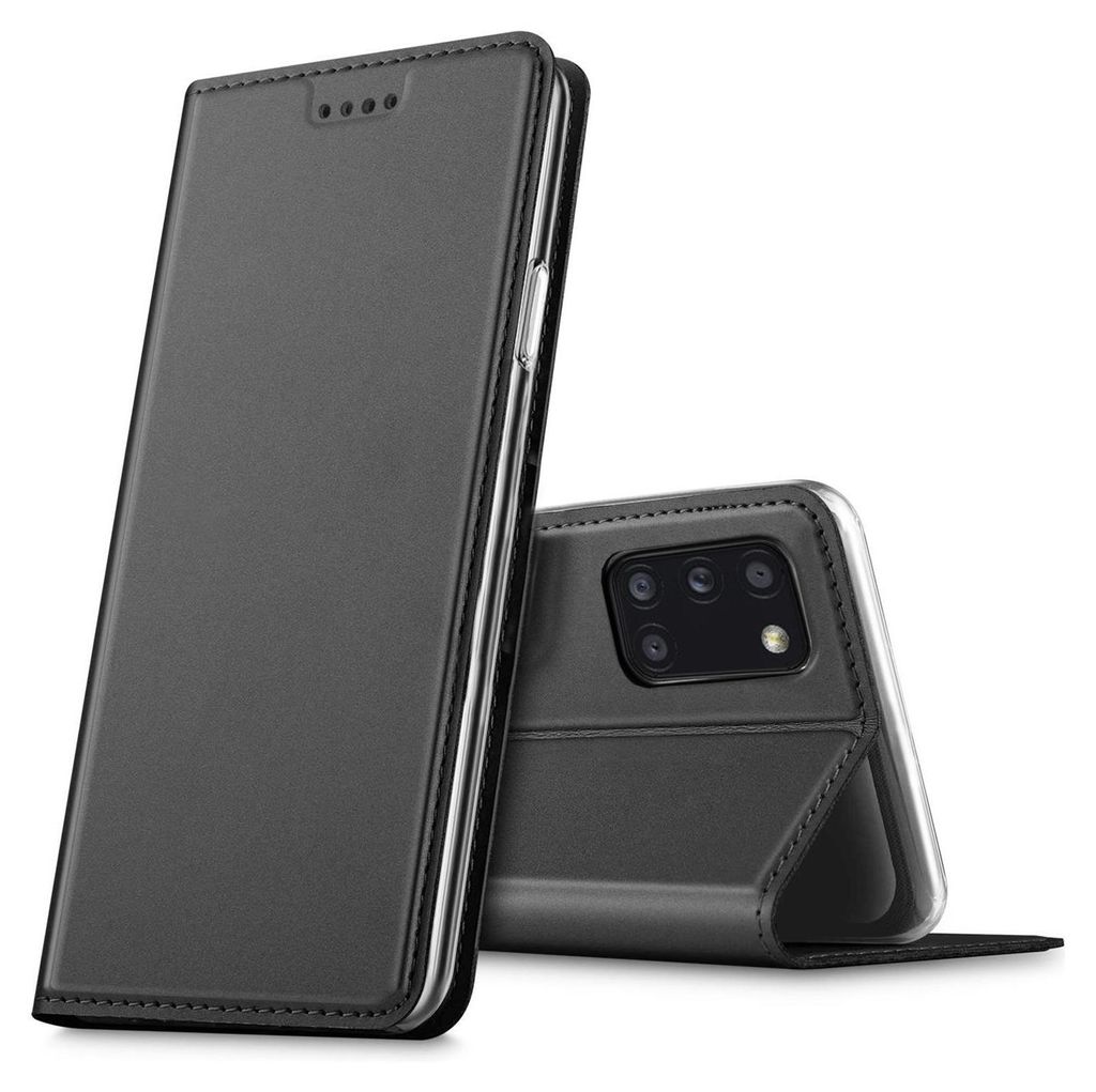 Conie Ultra Slim Klapp Tasche für Samsung Galaxy A31 Kartenfach Hülle Rundumschutz in Anthrazit / Grau