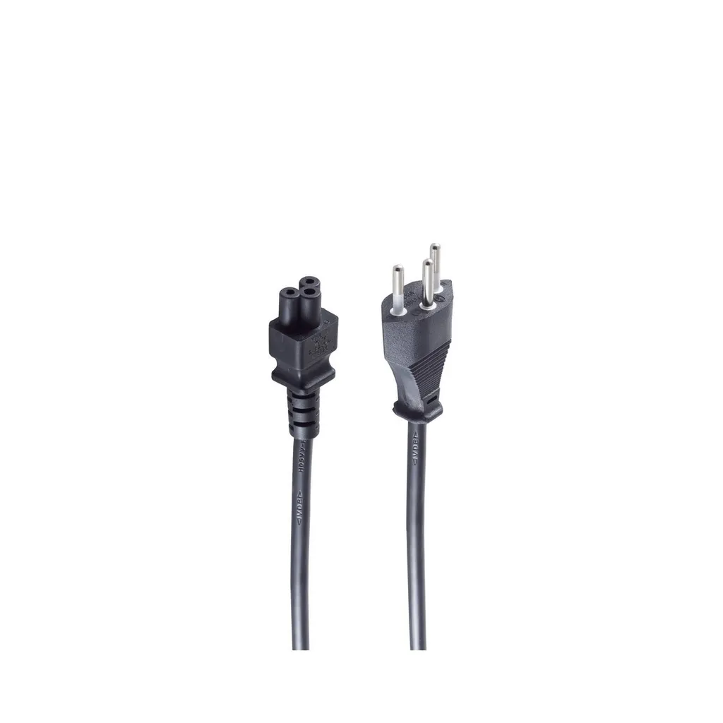 Câble pour Chargeur PC Portable Suisse Prise C5 Noir 1.8m Flexible