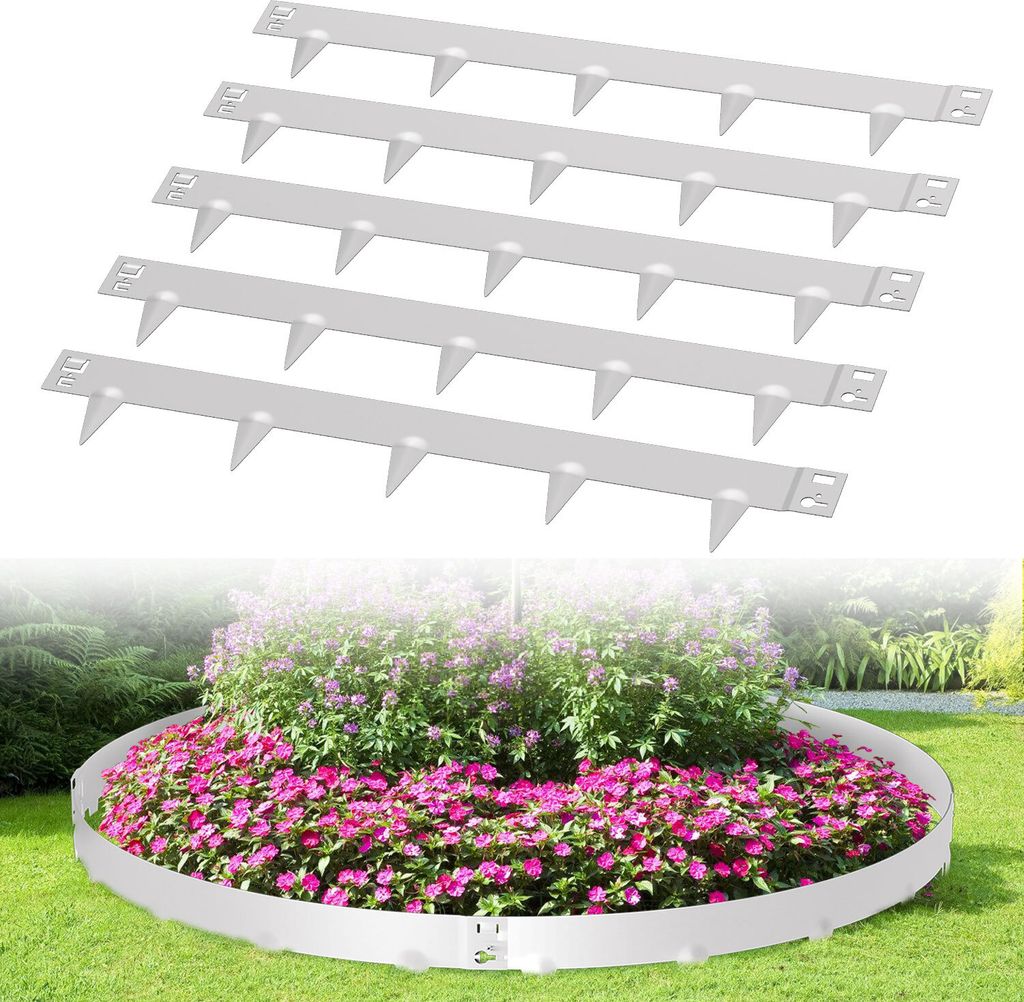 Hengda Rasenkante Schnecken Abwehr Verzinkt Blumenzaun Trennrand Gartenumrandung Stahl 100x18cm 20m Silber