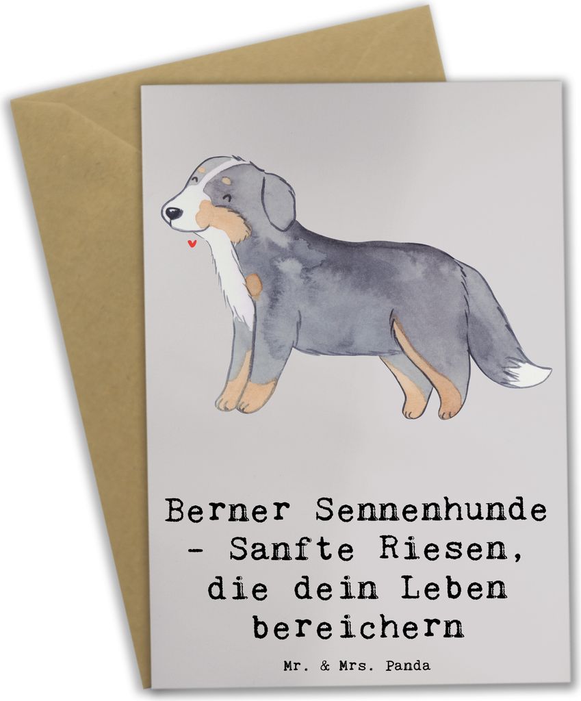 Mr. & Mrs. Panda Glückwunschkarte Berner Sennenhund Freude - Grau Pastell - Geschenk, liebevoller Hund, Hunderasse, Liebe und Wärme, einladungska...