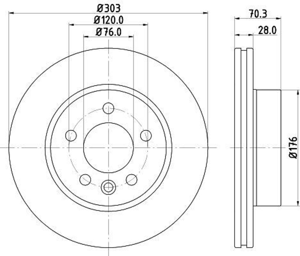 HELLA 8DD 355 125-561 - OE 2N0615301A Bremsscheibe für Crafter (SX, SY), Crafter (SZ), Grand California (SC)