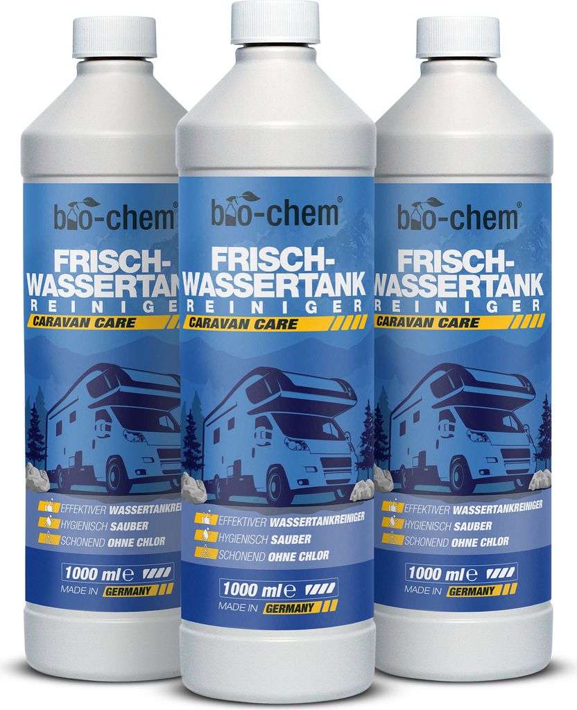 bio-chem Frischwassertank Reiniger 3X 1000 ml - Hochwirksamer Tankreiniger für Wohnmobil & Caravan - Löst Kalkablagerungen aus Wassertank & Wasse...