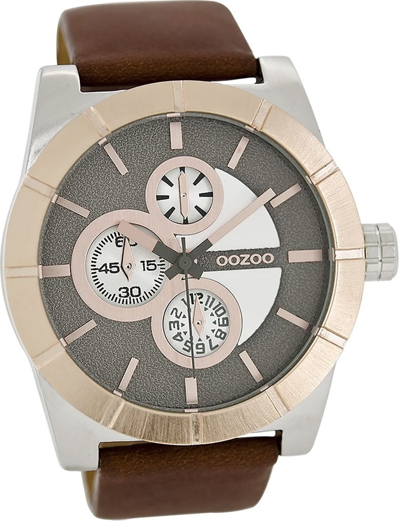 Oozoo Leder Herren Uhr matt Analog Quarzuhr Armband braun Timepieces D2UOC6432A