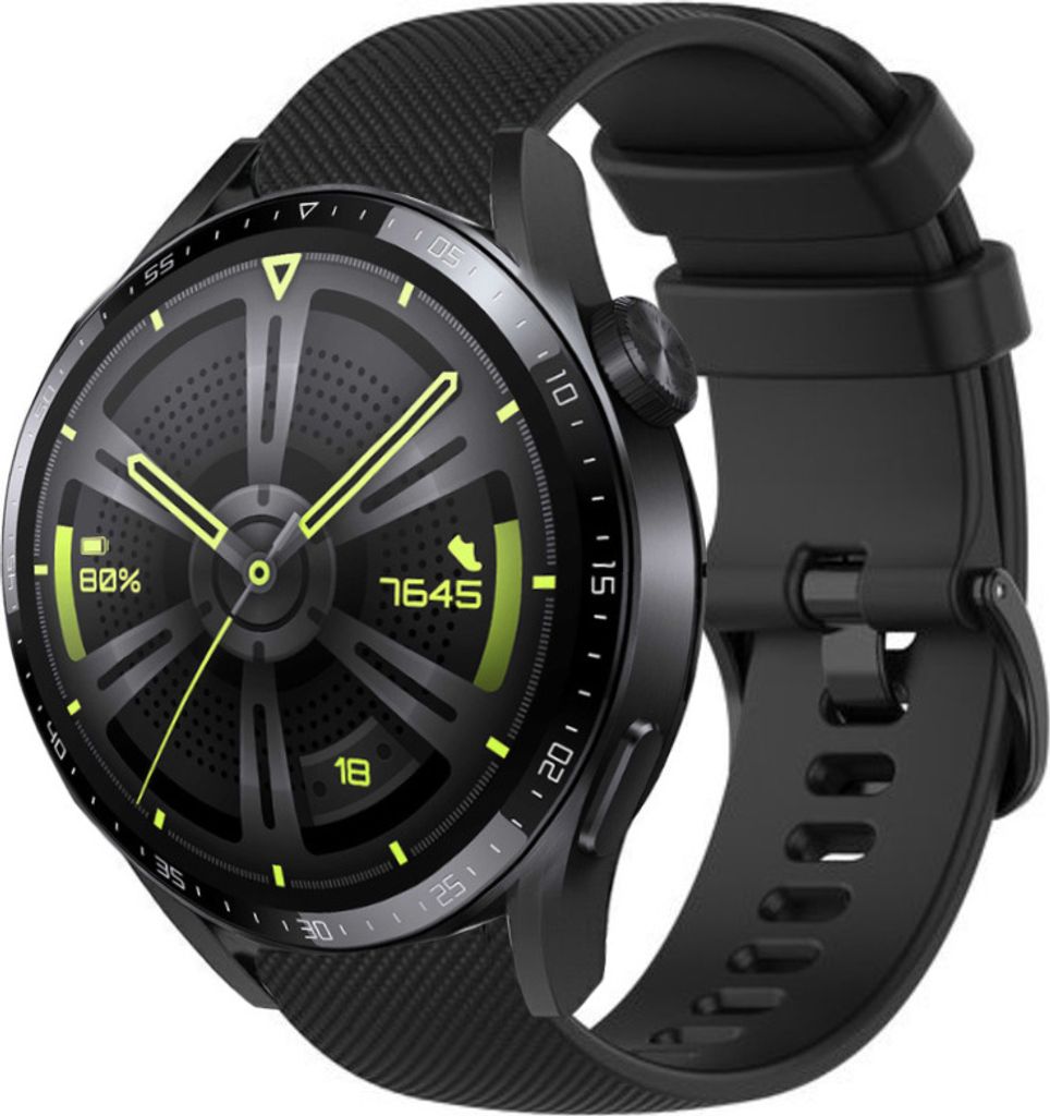 Strap-it Huawei Watch GT 3 46mm Luxus-Silikonarmband (Schwarz)