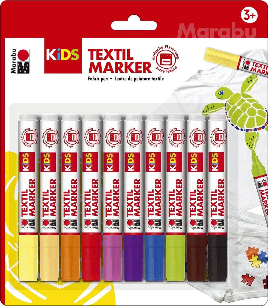 Popisovač na textil Marabu KiDS, různé barvy, 3,0 mm, 10 Obrázek produktu 