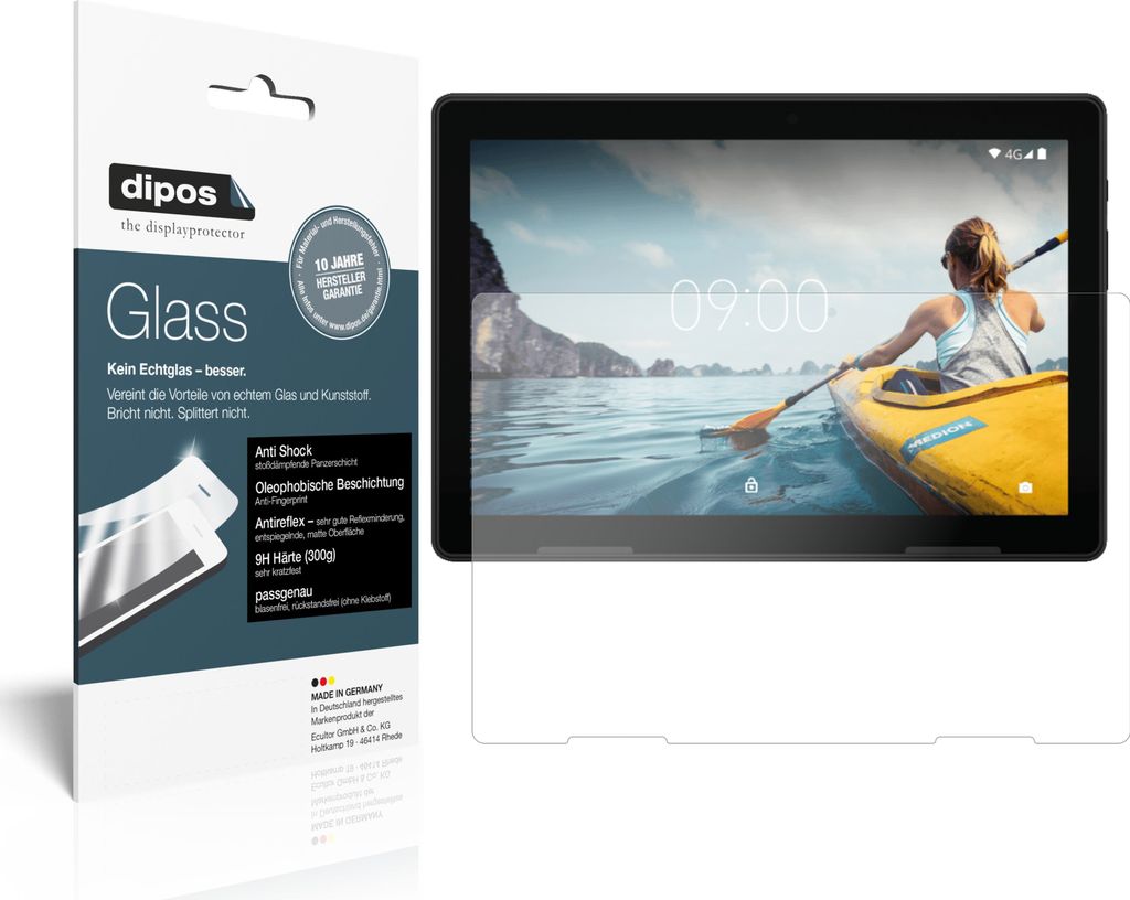 2x Schutzfolie für Medion LifeTab E10702 matt - Anti-Shock 9H Folie dipos Glass Kunststoffglas