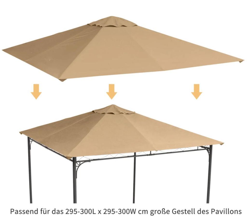 Ersatzdach für Pavillon, Ersatzdach für Gartenpavillon,Pavillondach 2,98 x 2,95 m