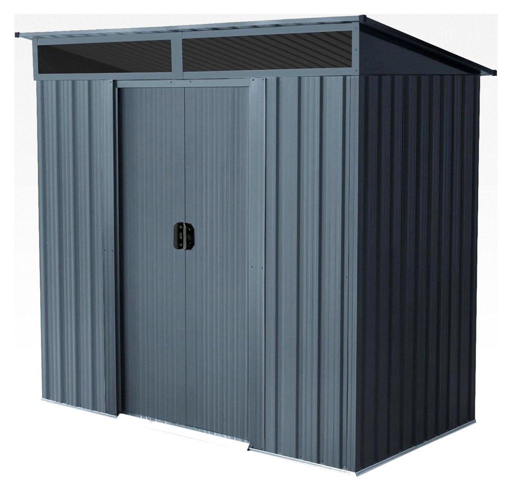 Gerätehaus Lüttich 64" | Anthrazit Matt | 2,35 m² | aus verzinktem Stahl | Wetterfestes Metallgerätehaus mit Pultdach und Lichtband | Abschlie...