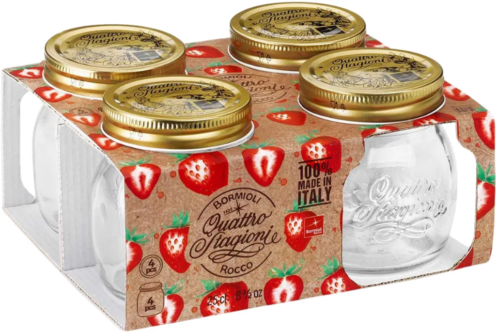 Set 4 Barattoli Bormioli Quattro Stagioni 250ml &oslash; 8,5cm per Conserve