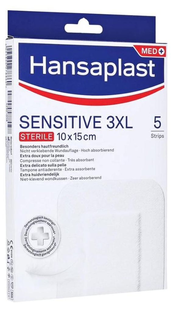 Hansaplast Sensitive 3XL Sterile 10 cm x 15 cm, 5 pezzi | Immagine del prodotto 