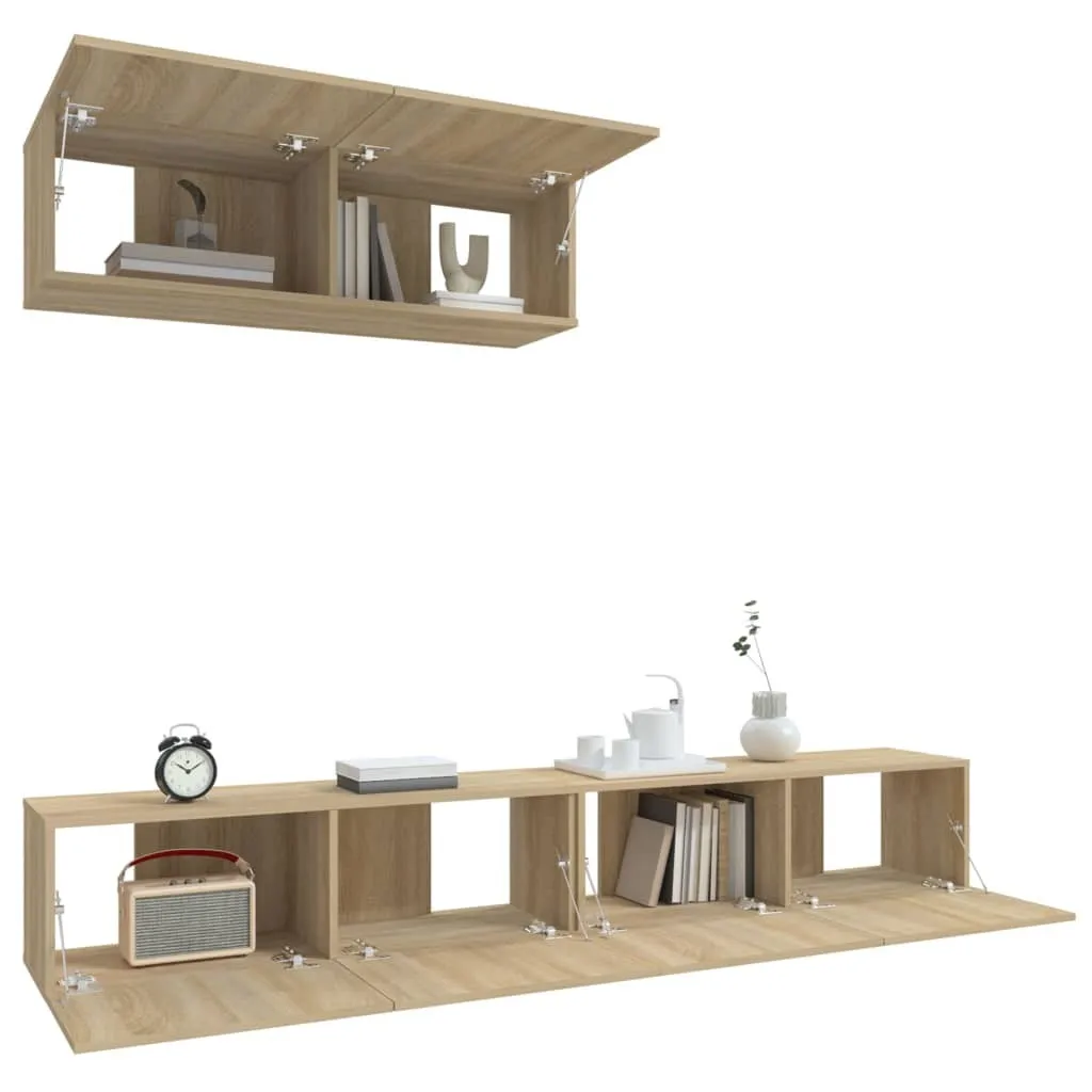 vidaXL Mobili Porta TV 4 pz Miele in Legno Massello di Pino