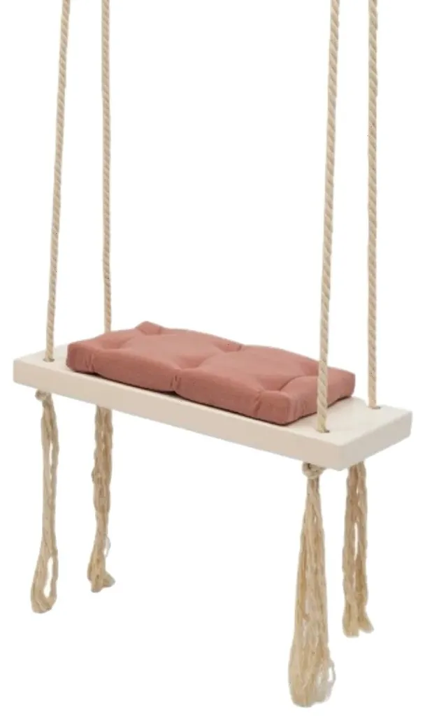 Fauteuil enfant pour coin lecture rose, balancement doux et bois