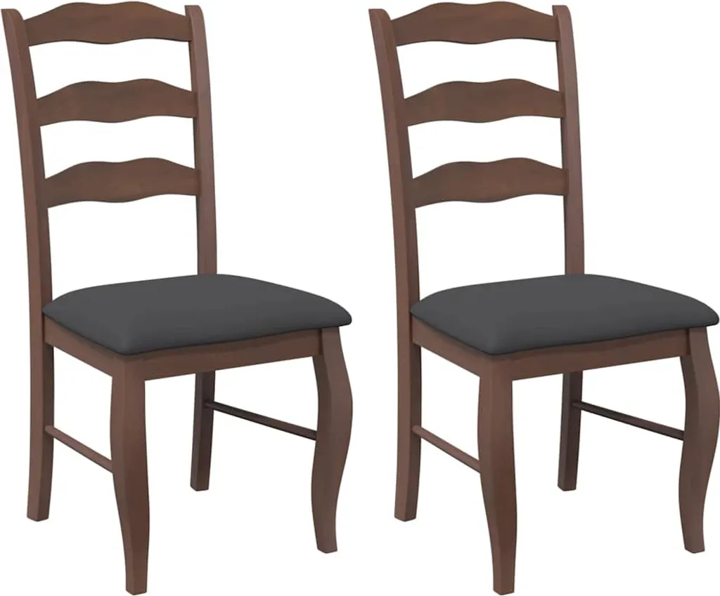 vidaXL Sedie da pranzo con cuscino 2 pz. Legno massiccio marrone in legno di gomma